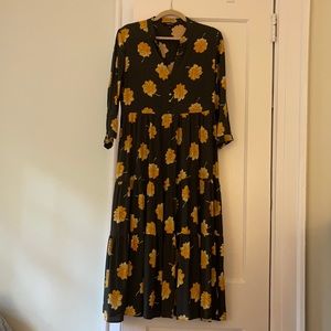 Madewell Floral Tiered Midi Dress